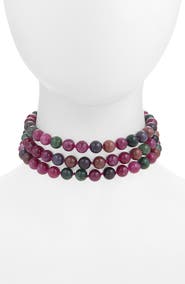 Lele Sadoughi Wildberry Tourmaline Multi Strand Choker
