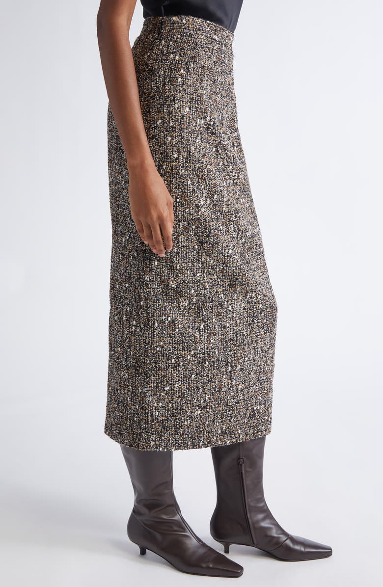 ST. JOHN Tweed Midi Pencil Skirt, Alternate, color, Black Ecru Multi