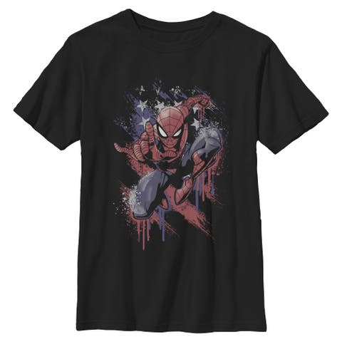 Boy's Marvel Spider-Man Spidey Americana Pose  Graphic T-Shirt