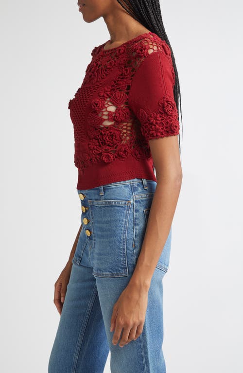 Ulla Johnson Stella Crochet Detail Knit Top In Red