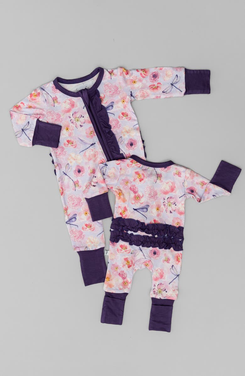 Laree + Co Elmerial Ruffle Convertible Footie, Alternate, color, Purple
