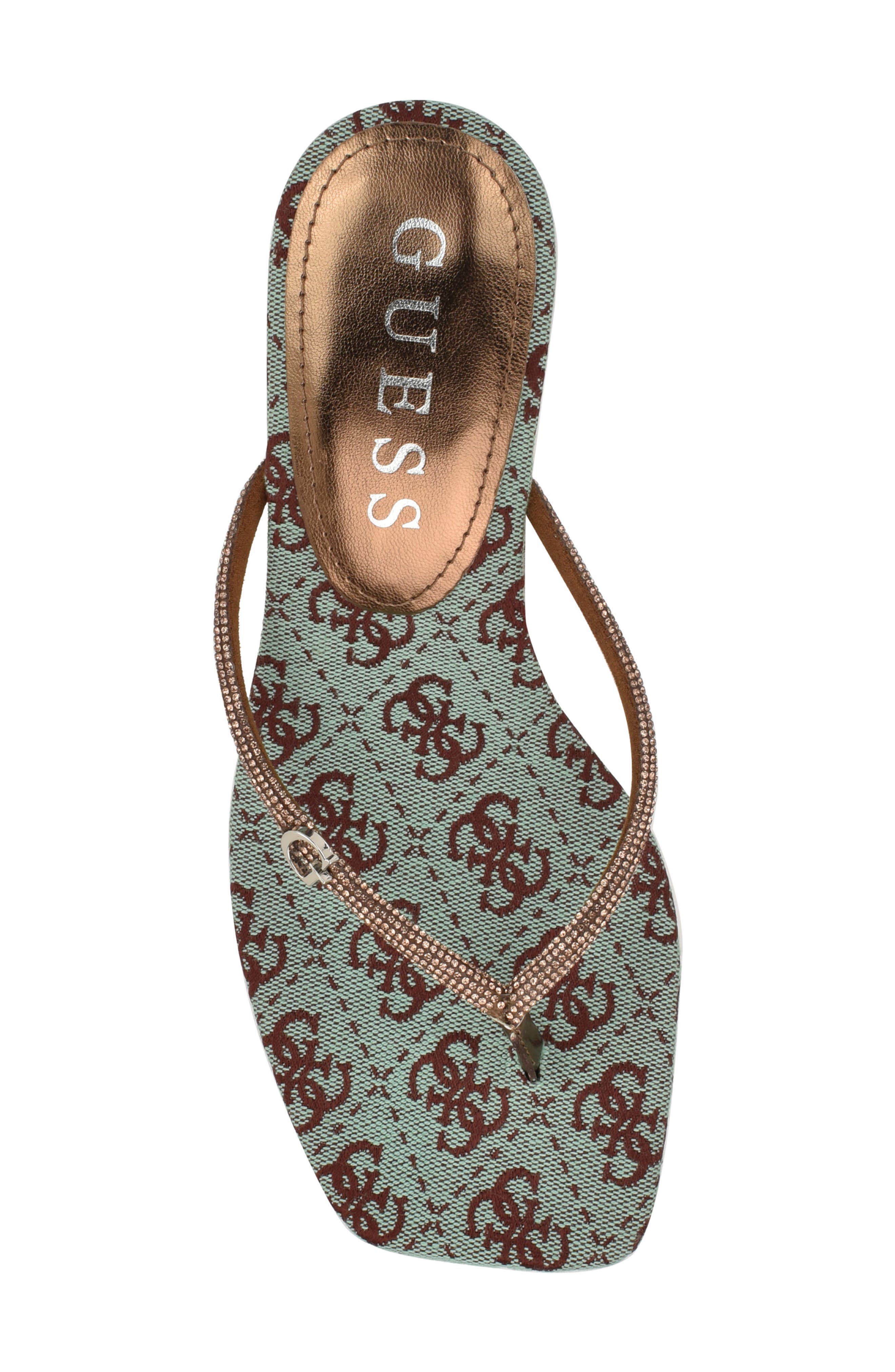 GUESS Crystal Embellished Sandal, Alternate, color, Green/ Bronze