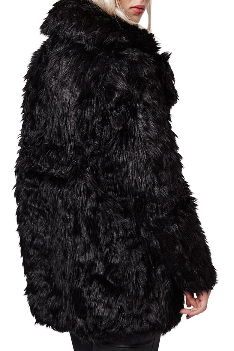 Urban Shaggy Faux Fur Coat, Alternate, color, BLACK
