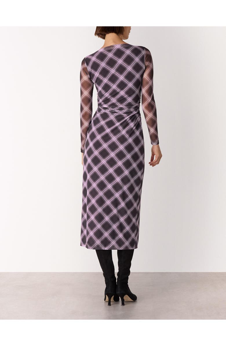 Whistles Check Mesh Dress, Alternate, color, Burgundy/Multi