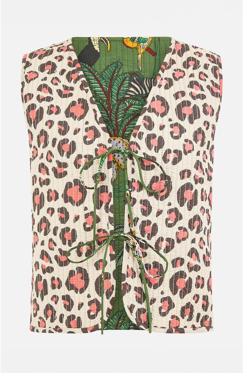 Yumi Animal Reversible Cotton Quilted Jacket, Alternate, color, Green