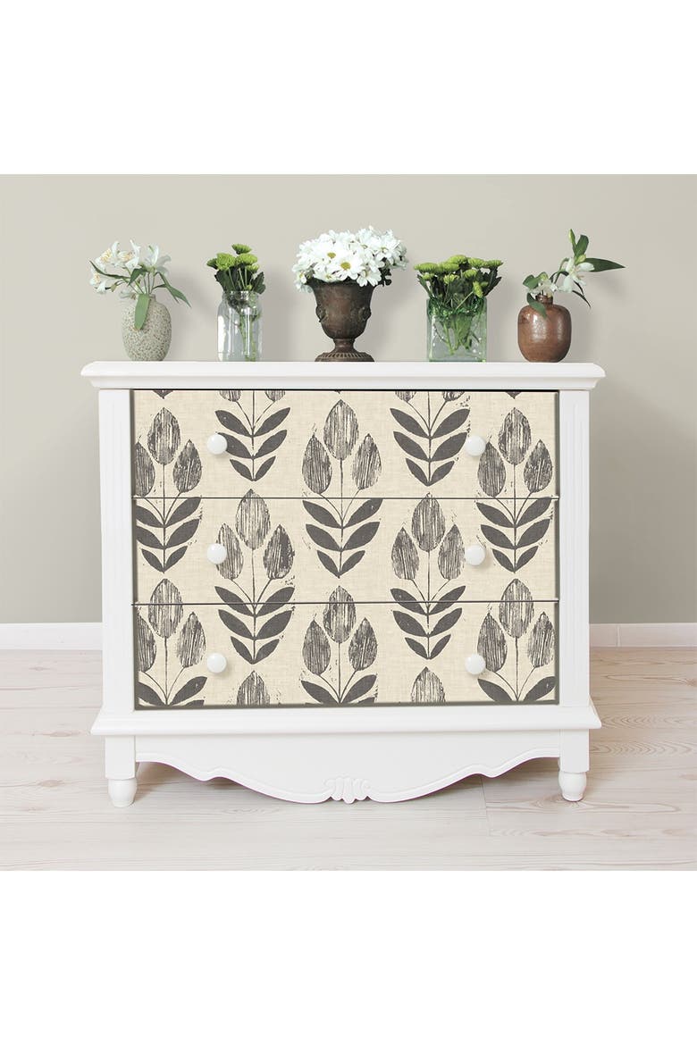 Folk Tulip Peel N Stick Wallpaper, Alternate, color, NEUTRAL