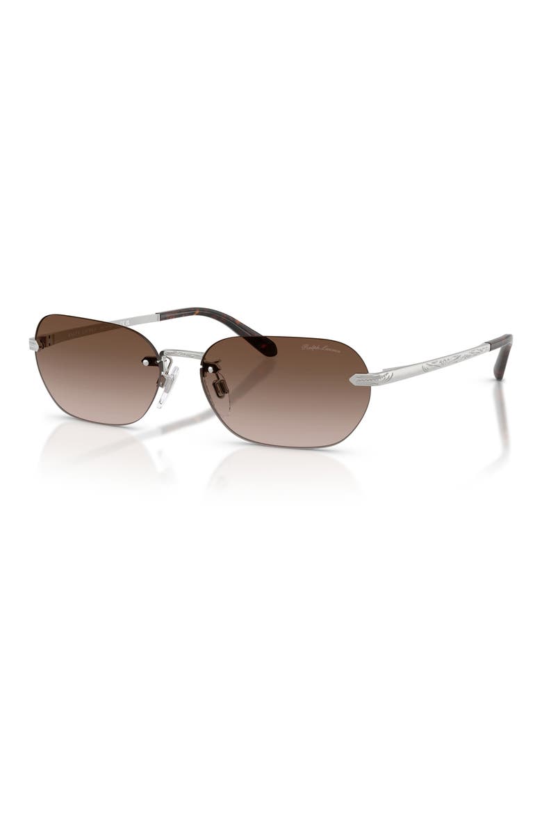 59mm Rectangular Sunglasses, Alternate, color, SHINY SILVER / GRADIENT BROWN