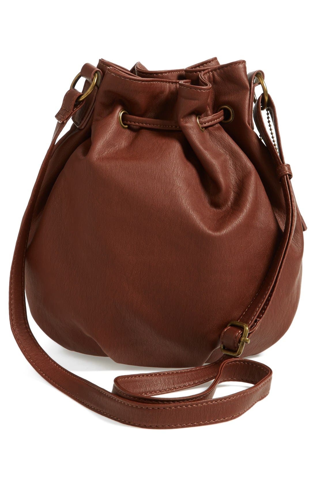 KENDALL + KYLIE Madden Girl Quilted Faux Leather Bucket Bag, Alternate, color, BROWN