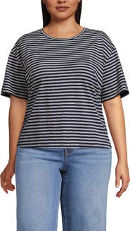 Lands' End Short Sleeve Slub Jersey Cutwork T-Shirt