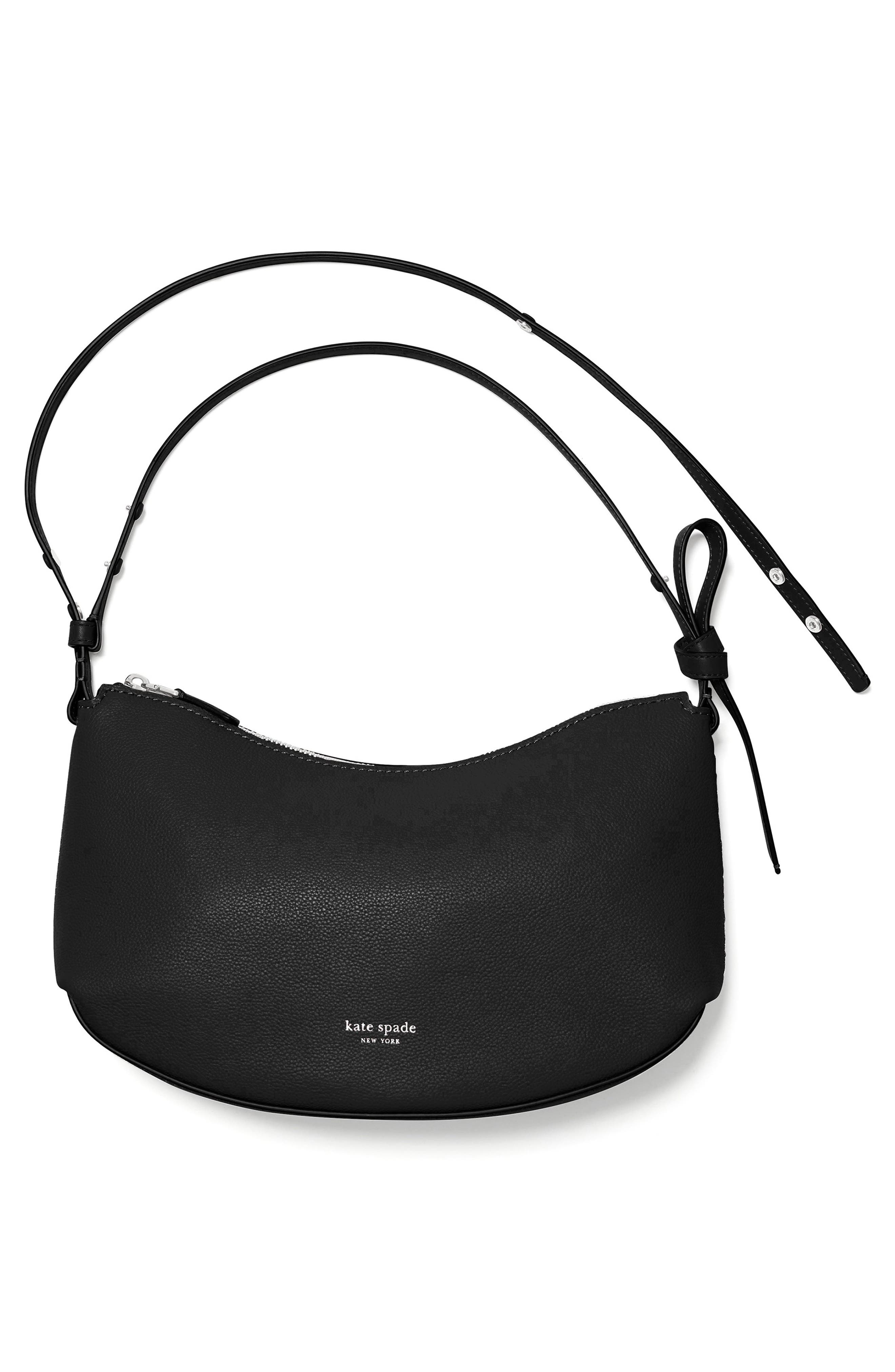 Loop Pebbled Leather Shoulder Bag, Alternate, color, BLACK