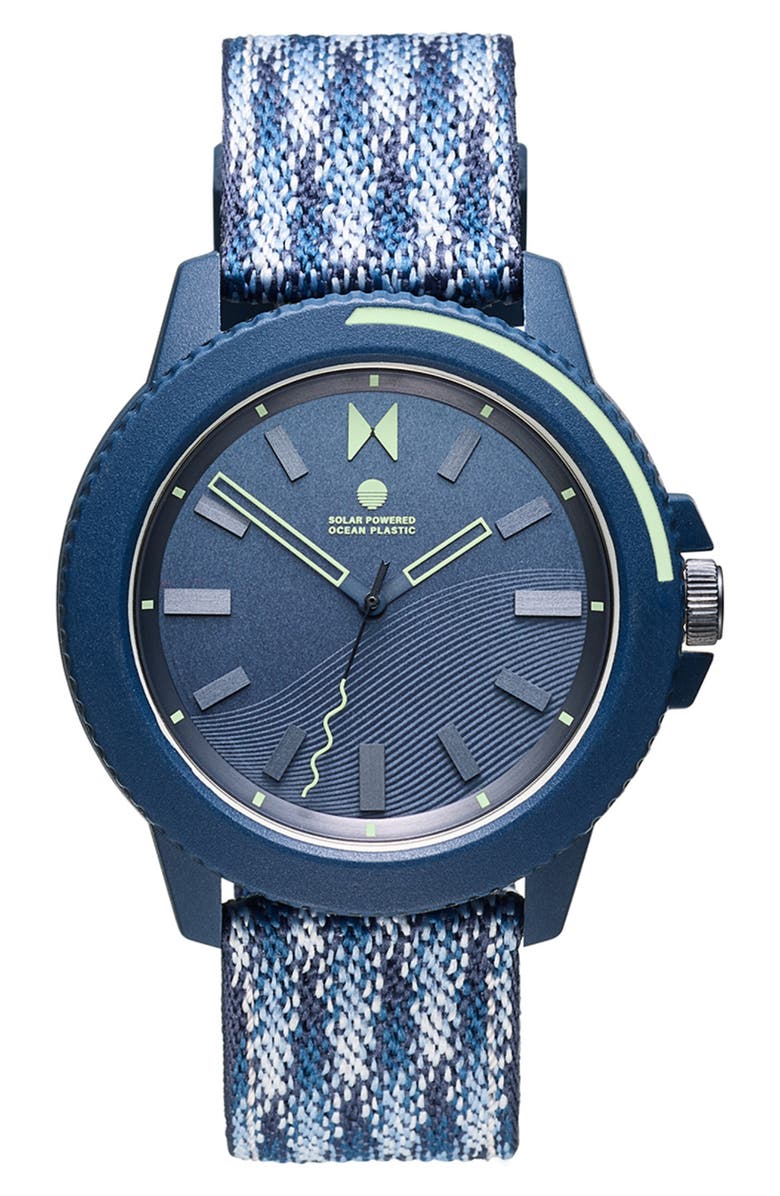 MVMT WATCHES MVMT Ocean Plastic Nylon Strap Watch, 45mm, Main, color, 