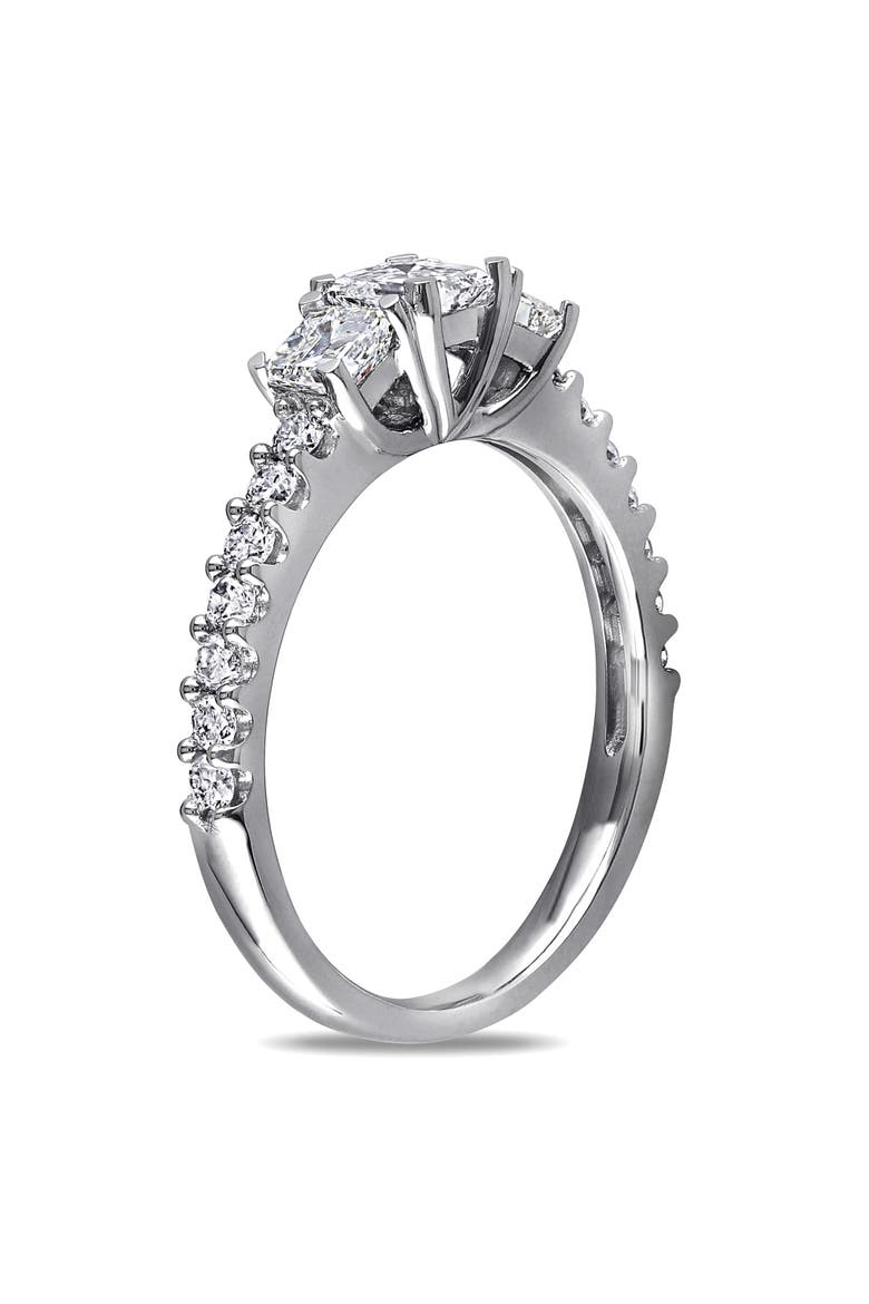 Diamond Asscher 3-Stone Engagement Ring 14k, Alternate, color, 14k White Gold