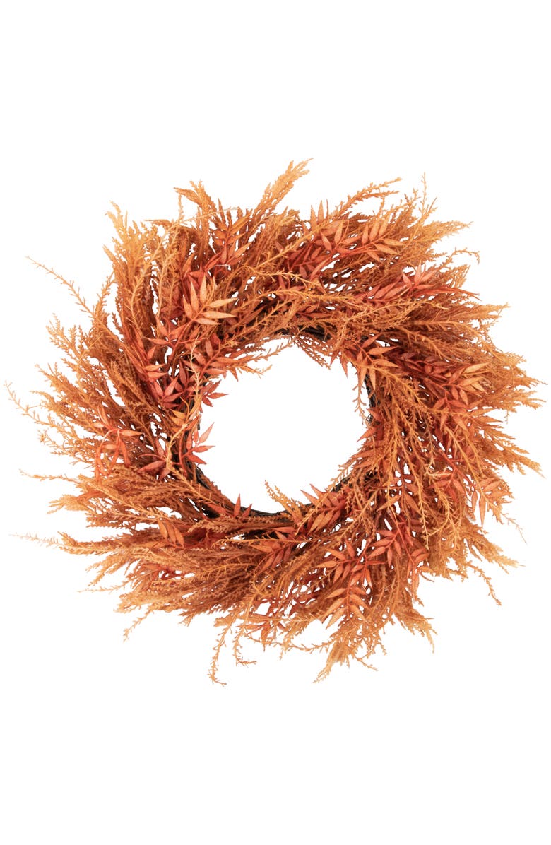 Northlight Peachy Pampas Grass Artificial Fall Harvest Wreath, 24-Inch - Unlit, Main, color, 
