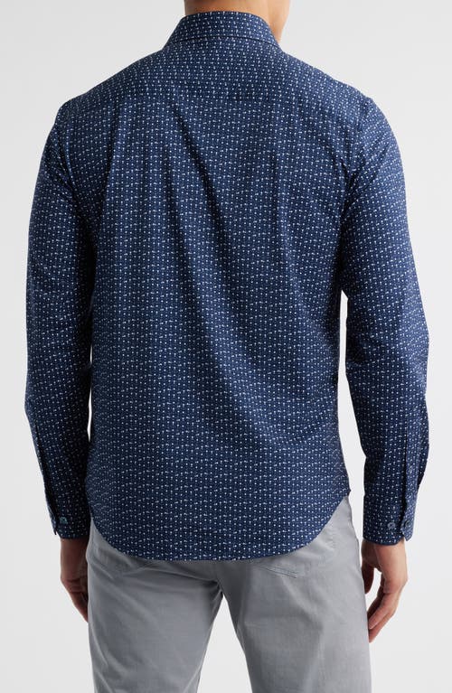 Bugatchi James Ooohcotton® Golf Print Button-up Shirt In Navy