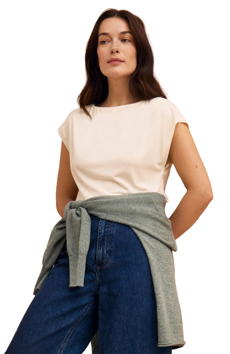 Celtic & Co. Slash Neck Cap Sleeve T-Shirt, Main, color, Chalk