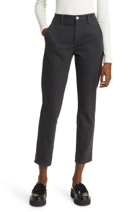 Caden High Waist Stretch Crop Slim Straight Leg Jeans (Charcoal Stone)