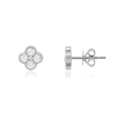 Mini Diamond Clover Stud Earrings