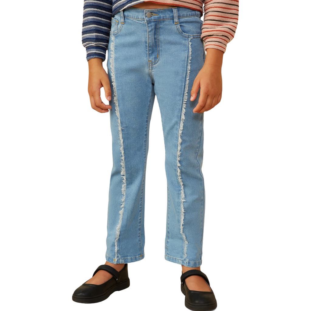 Hayden Girls Kids' Frayed Seam Straight Leg Jeans In Light Denim