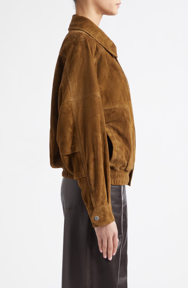 NOUR HAMMOUR Dalma Relaxed Suede Jacket, Alternate, color, Bark