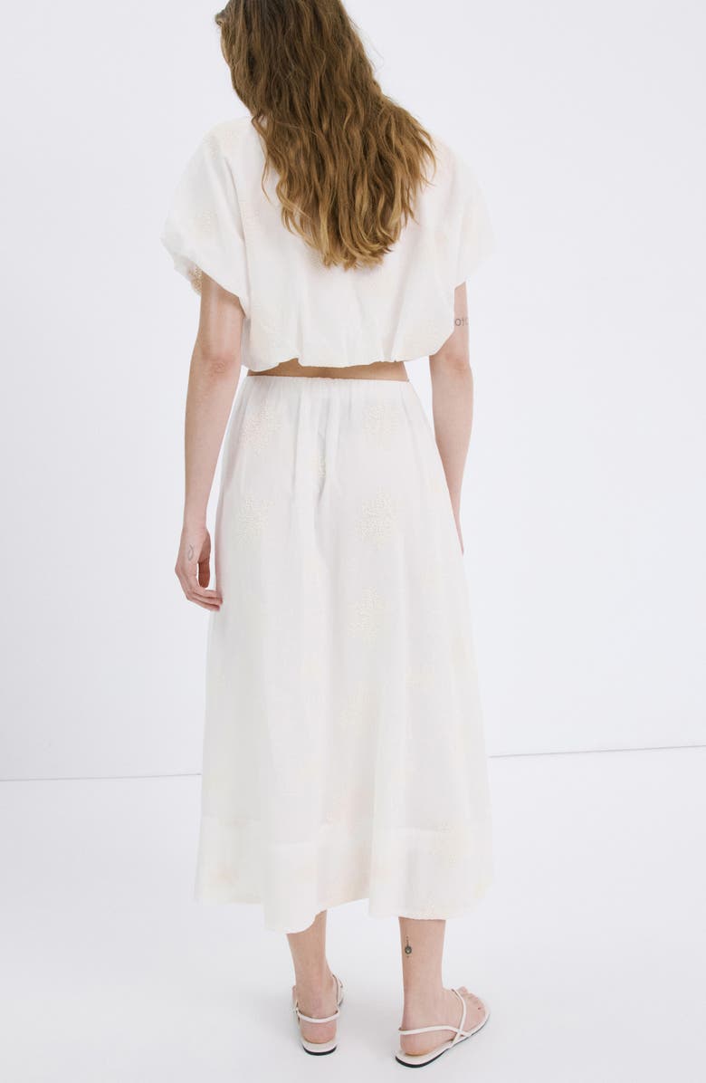 MANGO Embroidered Cotton Maxi Skirt, Alternate, color, Ecru