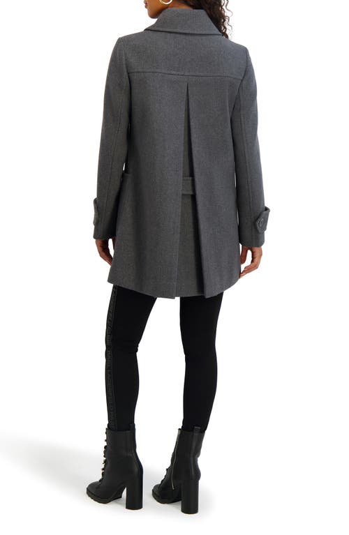 Karl Lagerfeld Paris Four Pocket Wool Blend Swing Coat In Gray