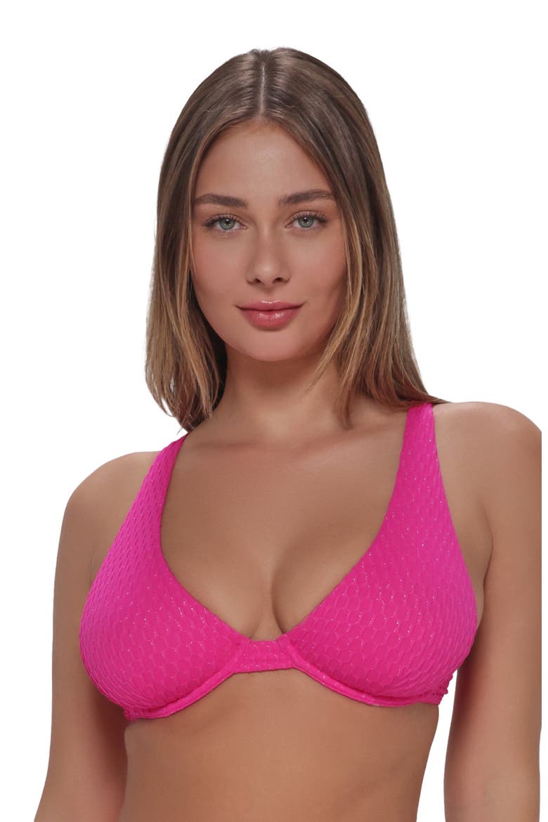 Emery Underwire Bikini Swimsuit Top - DD Cup, Alternate, color, PINK DIAMOND LUREX