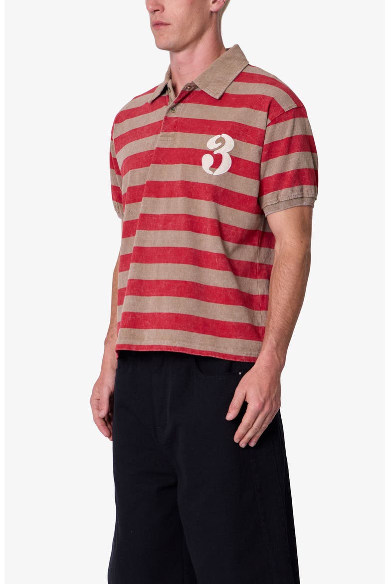 Striped Short Sleeve Rugby Shirt, Alternate, color, BROWN