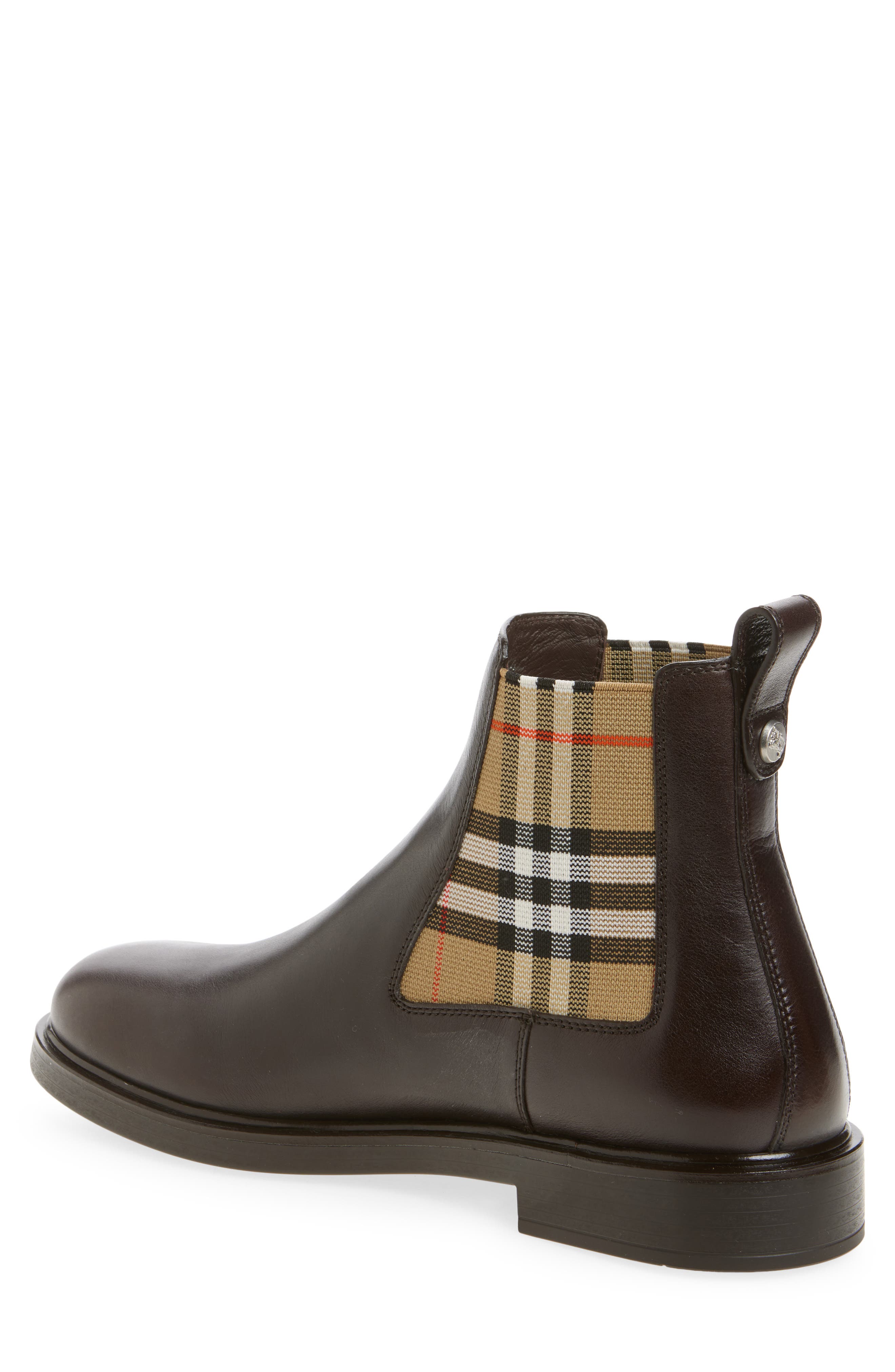 Burberry Pembroke Check Chelsea Boot, Alternate, color, 