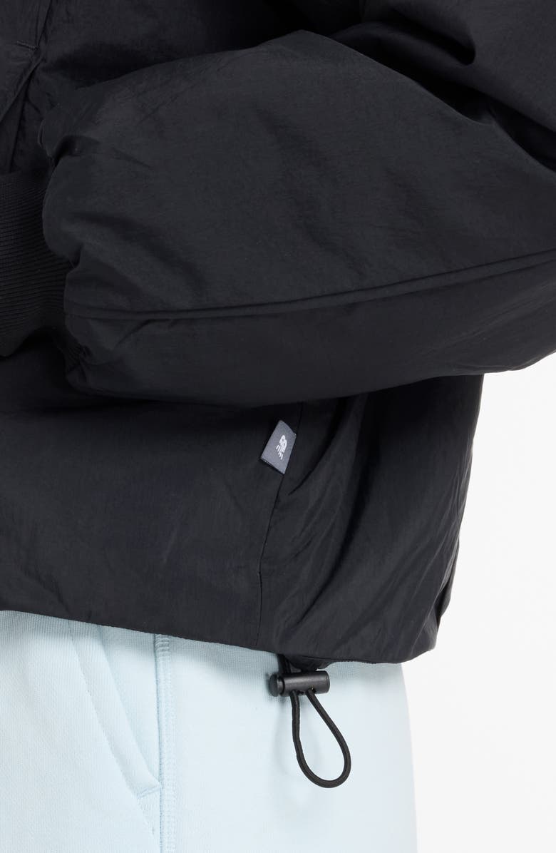 New Balance Reimagined Woven Bomber Jacket, Alternate, color, Black