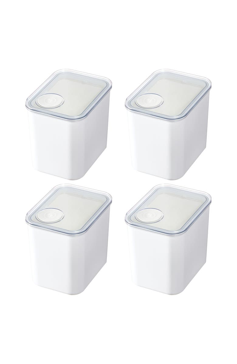 iDesign Medium Canister with Removable Pour Cap - Set of 4 - White, Main, color, White