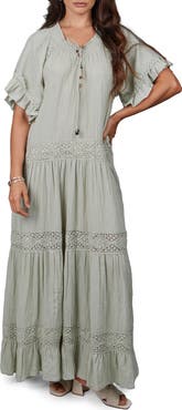 SAACHI Tiered Cotton Maxi Dress