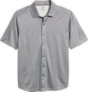 Johnston & Murphy XC4® Geo Print Performance Short Sleeve Button-Up Shirt