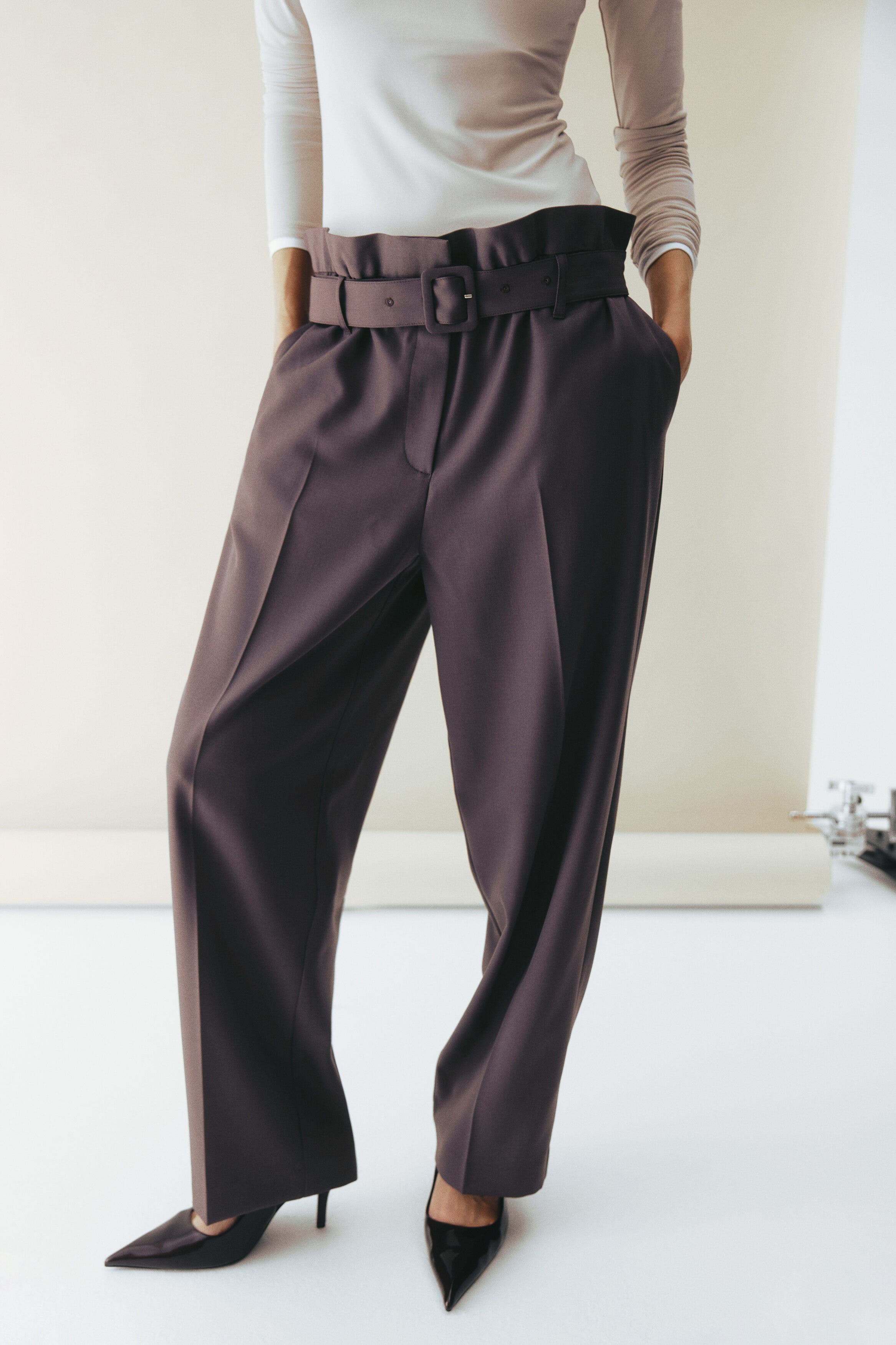 Belted Wool-blend Trousers - image 2