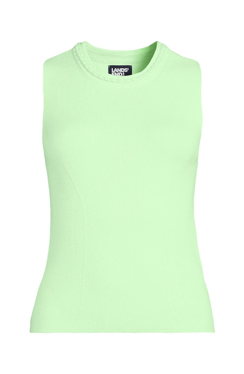 Lands' End Cotton Viscose Braided Neck Tank Sweater, Alternate, color, Icy Mint Green