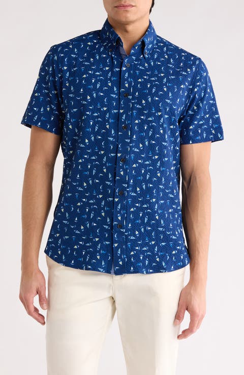 Sailboat Seersucker Button-Down Shirt
