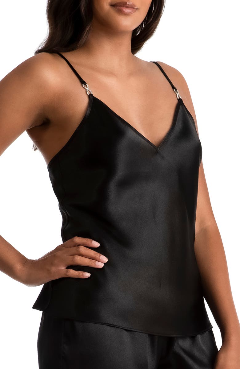 In Bloom by Jonquil Noelle Feather Trim Satin Pajamas, Alternate, color, 