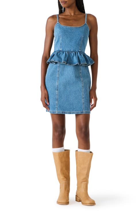 Giselia Denim Peplum Minidress