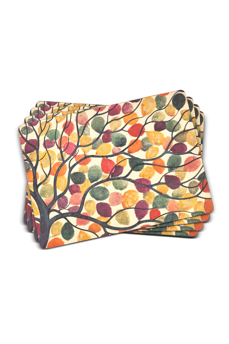 Dancing Branches Set of 4 Cork Back Placemats, Main, color, Multi