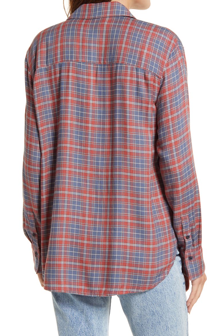Plaid Boyfriend Shirt, Alternate, color, GREY- RUST TAMERA PLAID