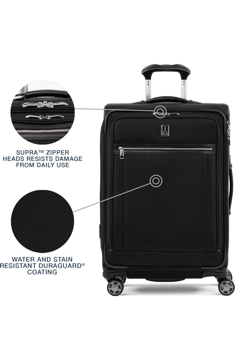 TRAVELPRO Platinum Elite Softside Expandable Medium 25-Inch Checked Luggage, Alternate, color, Shadow Black