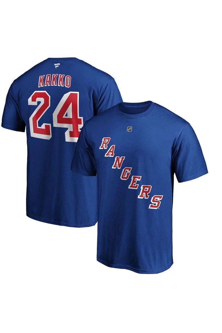 Men's Fanatics Branded Kaapo Kakko Blue New York Rangers Player Authentic Stack Name & Number T-Shirt, Main, color, BLUE