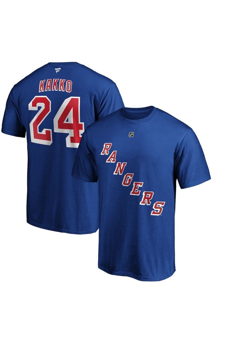 FANATICS Men's Fanatics Branded Kaapo Kakko Blue New York Rangers Player Authentic Stack Name & Number T-Shirt, Main, color,