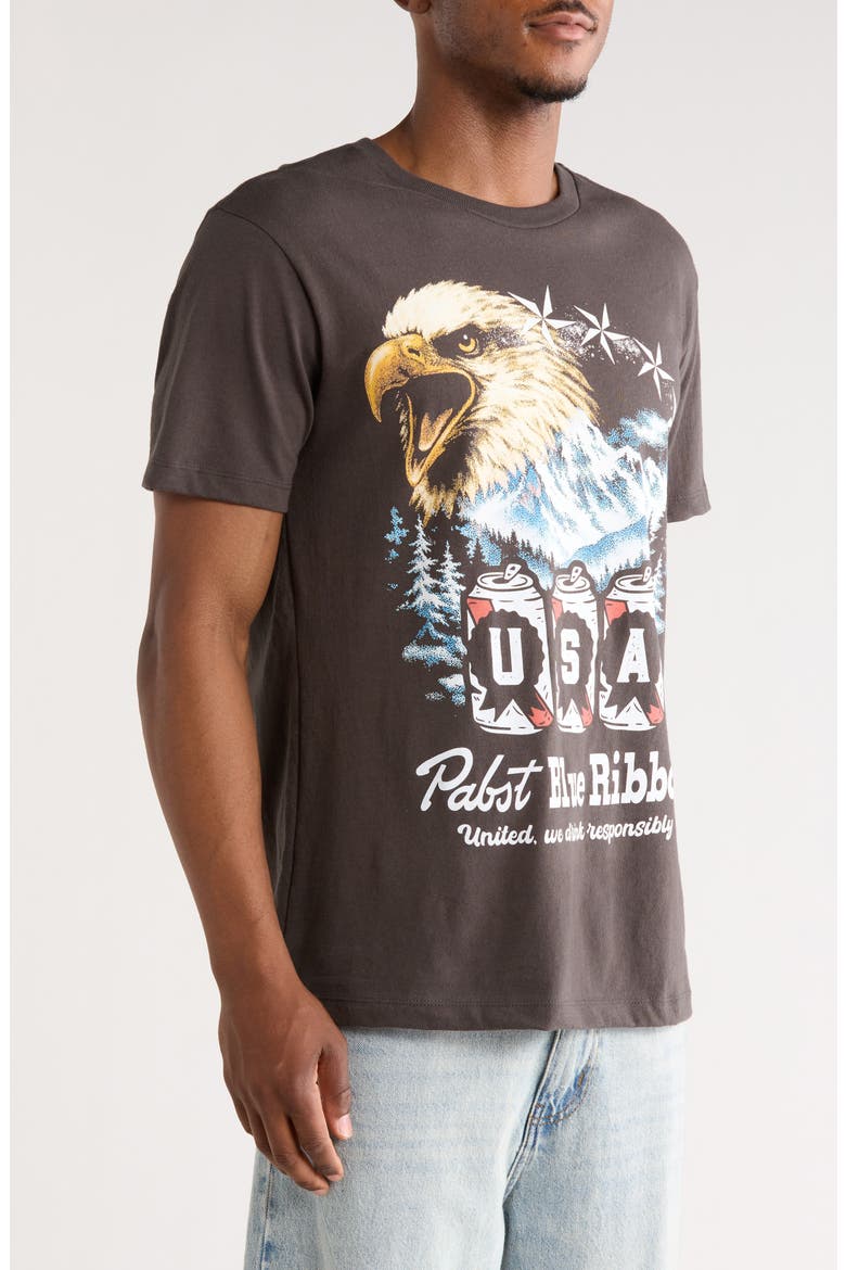 Pabst Blue Ribbon Graphic T-Shirt, Alternate, color, PIRATE BLACK