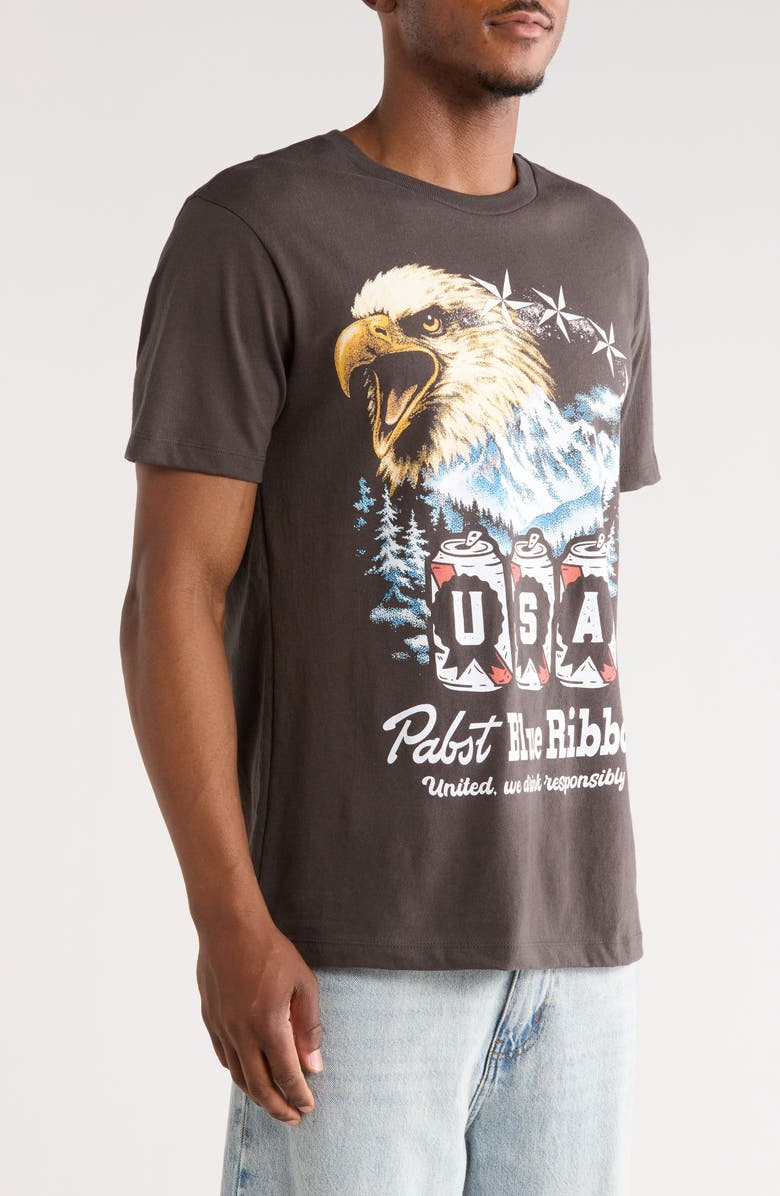 The Forecast Agency Pabst Blue Ribbon Graphic T-Shirt, Alternate, color, Pirate Black