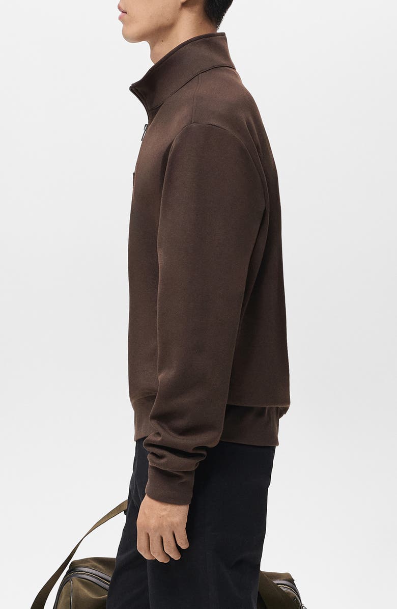 MANGO Quarter Zip Sweatshirt, Alternate, color, Chocolate