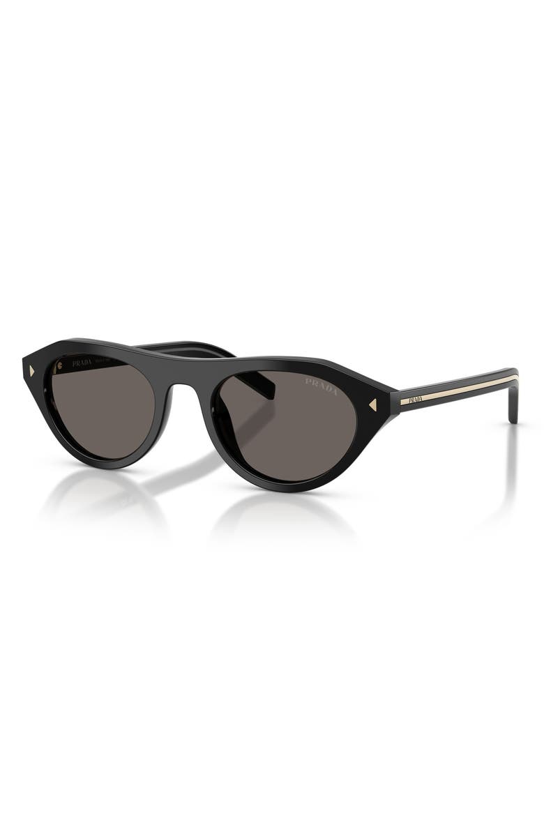 Prada 52mm Irregular Sunglasses, Alternate, color, Black/ Dark Grey