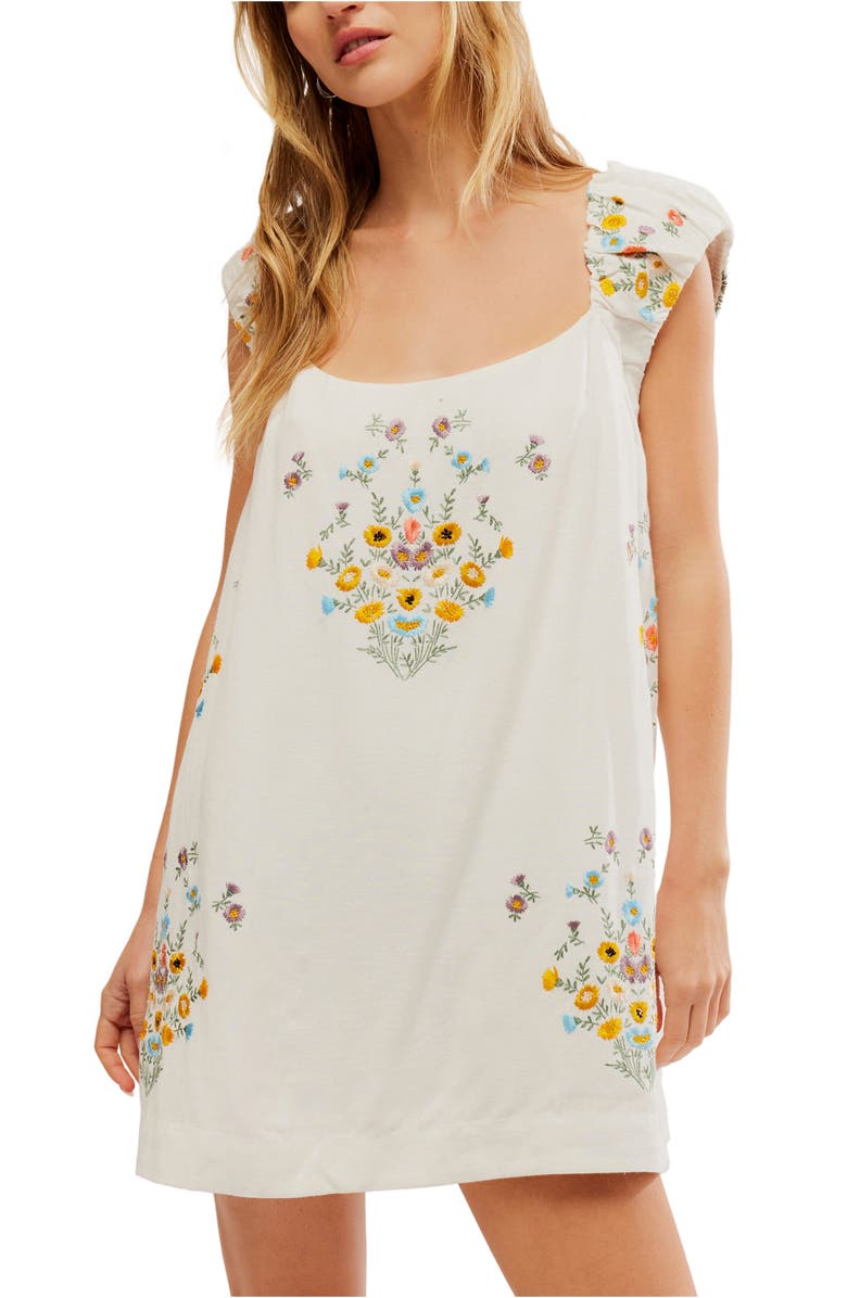 Free People Wildflower Embroidered Minidress, Alternate, color, 