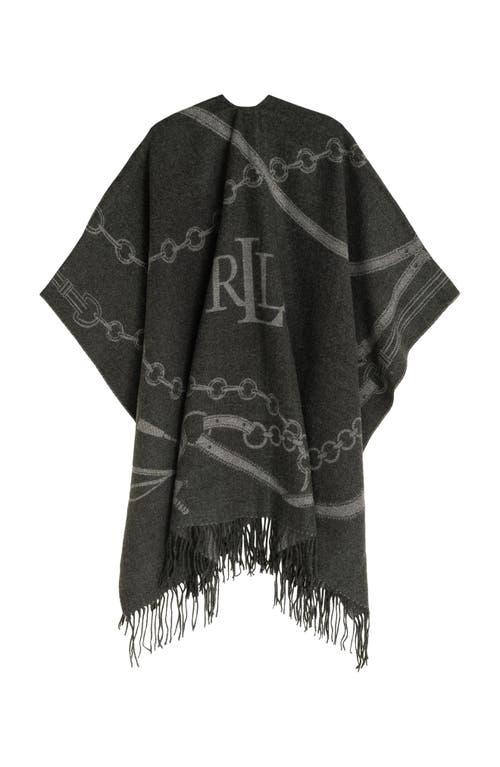 Lauren Ralplh Lauren Equestrian Jacquard Oversized Ruana In Gray