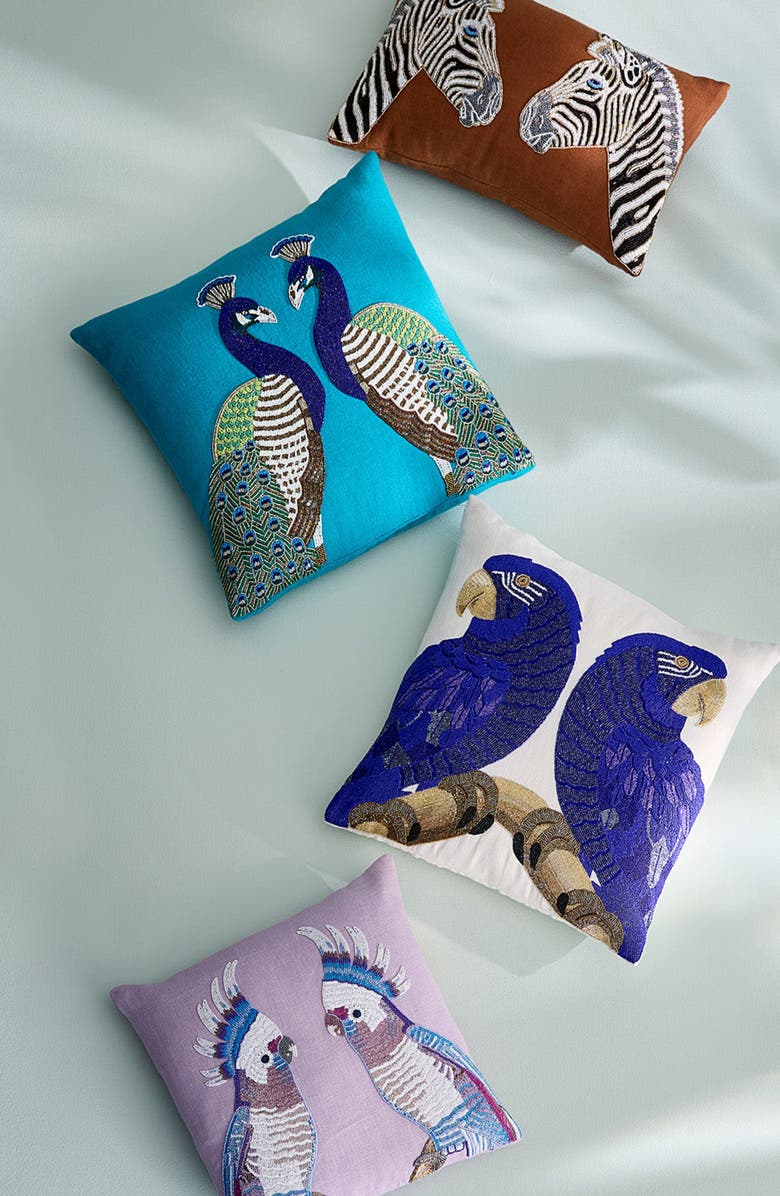 Jonathan Adler Peacock Beaded Pillow, Alternate, color, Teal