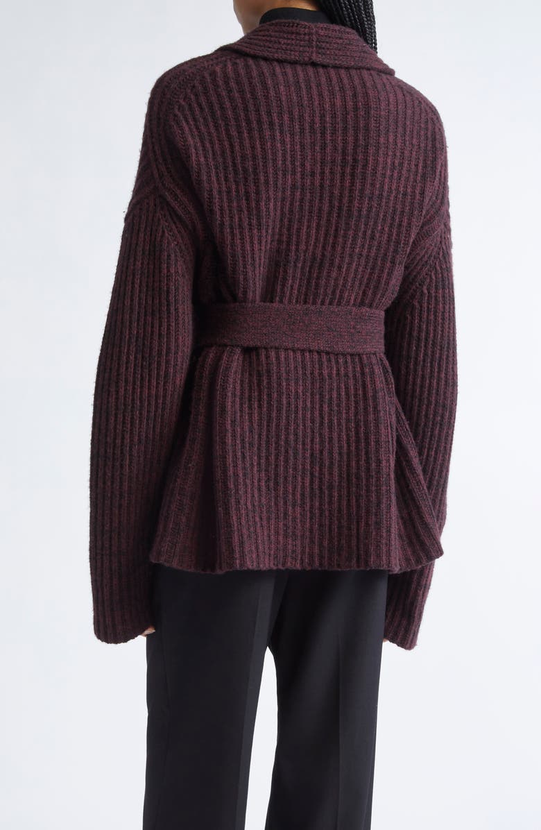ZANKOV Paulina Rib Merino Wool Wrap Cardigan, Alternate, color, Black/ Gamay
